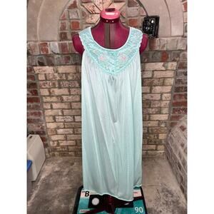 satin nightgown floral quilted collar aqua pink collar